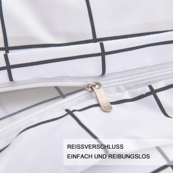 チェック柄シーツ + 2つのチェック柄枕カバー マイクロファイバーのダウンカバー。